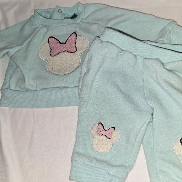Longsleeve light teal shirt & pants, Minnie Mouse, size 0-3M, Disney Baby - Picture 1 of 8